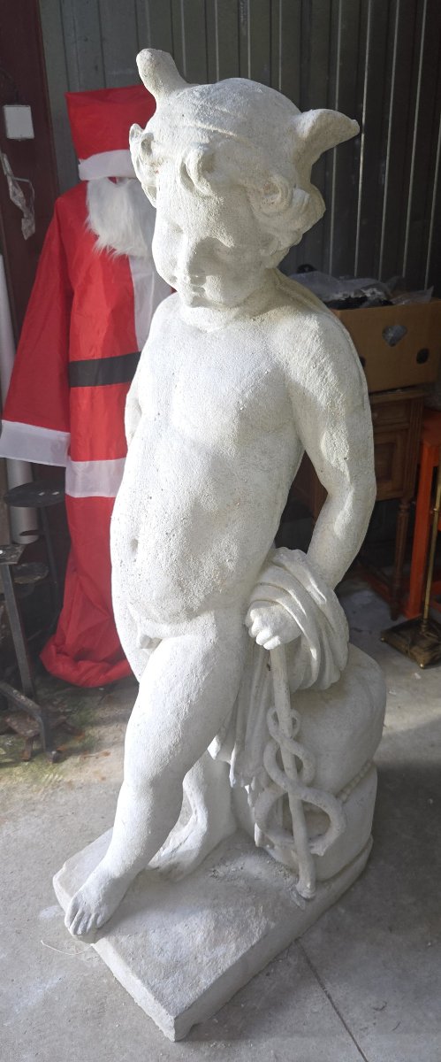 Garden Statue Made Of Reconstituted Stone Depicting A Young Faun – 20th Century -photo-5