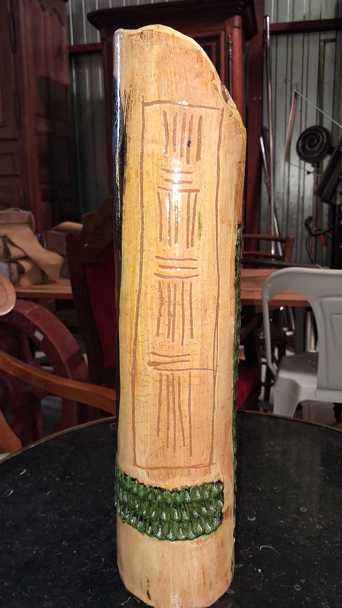 Grand vase en grès émaillé signé "Haut 49" – Travail d'atelier, vers 1950 -photo-4