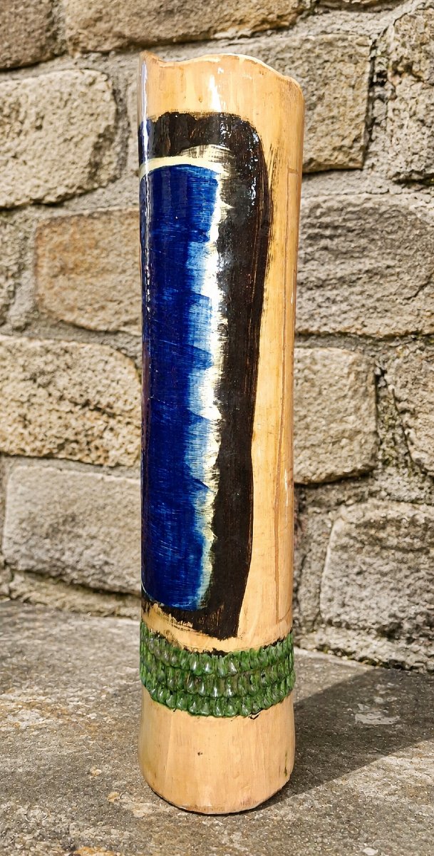 Grand vase en grès émaillé signé "Haut 49" – Travail d'atelier, vers 1950 