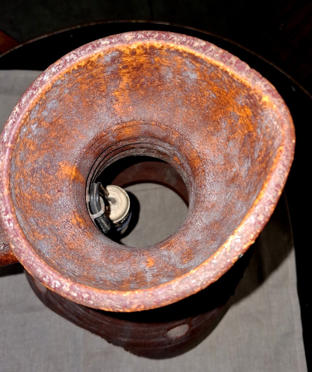 Glazed Ceramic Lamp With Glass Inclusions – Work From The 1970s -photo-1
