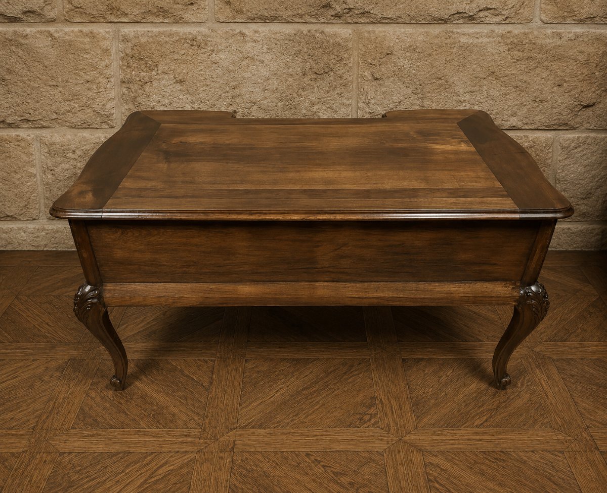 Grand bureau plat en noyer – Style Louis XV -photo-2