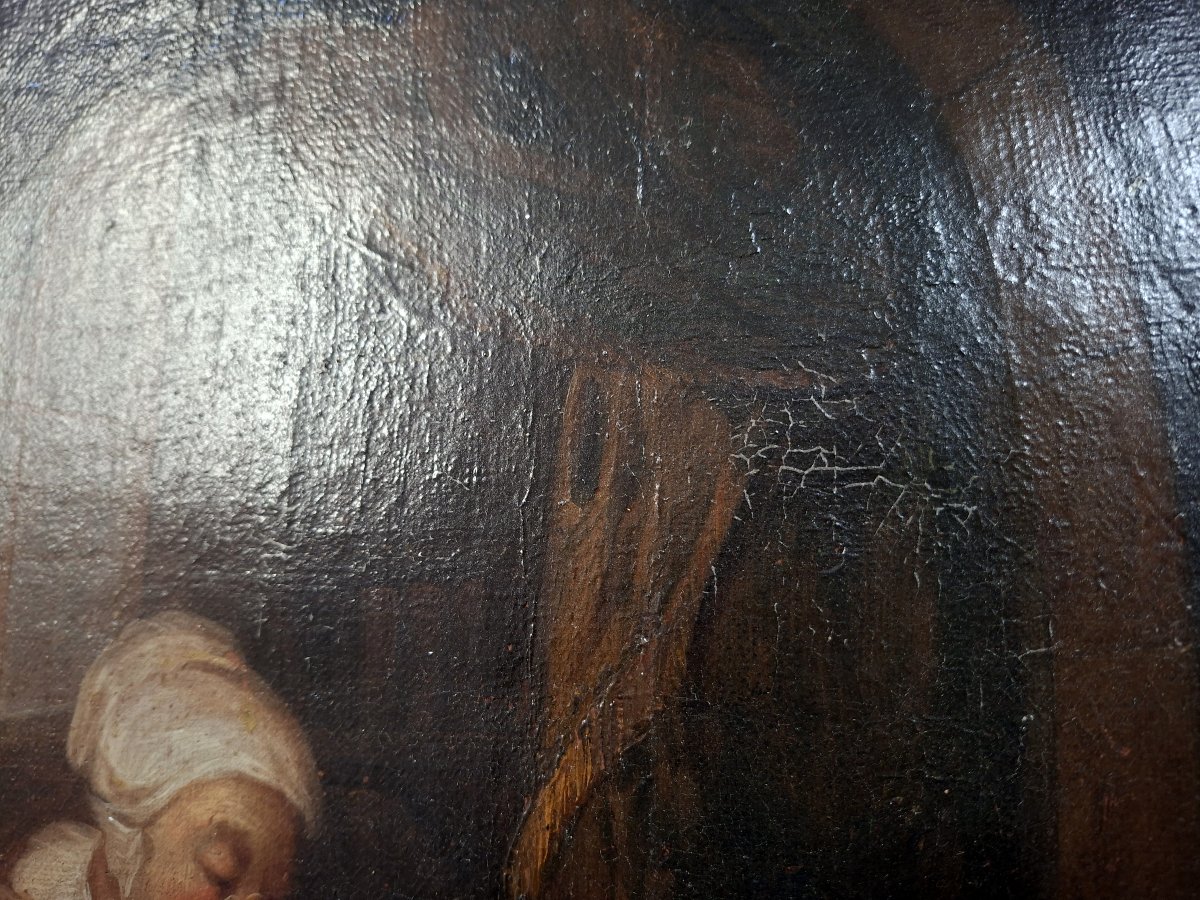 Oil On Canvas – Genre Scene, 18th Century -photo-2