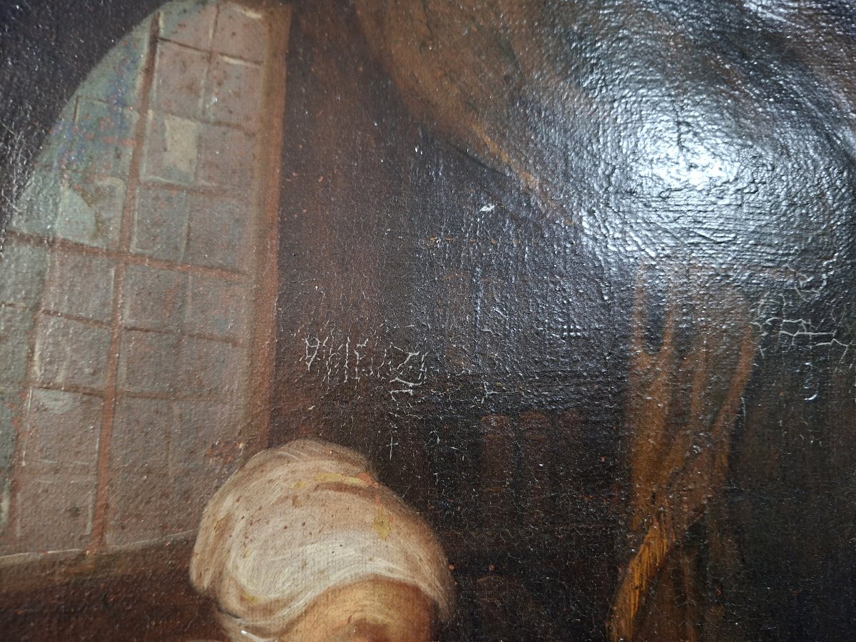 Oil On Canvas – Genre Scene, 18th Century -photo-3