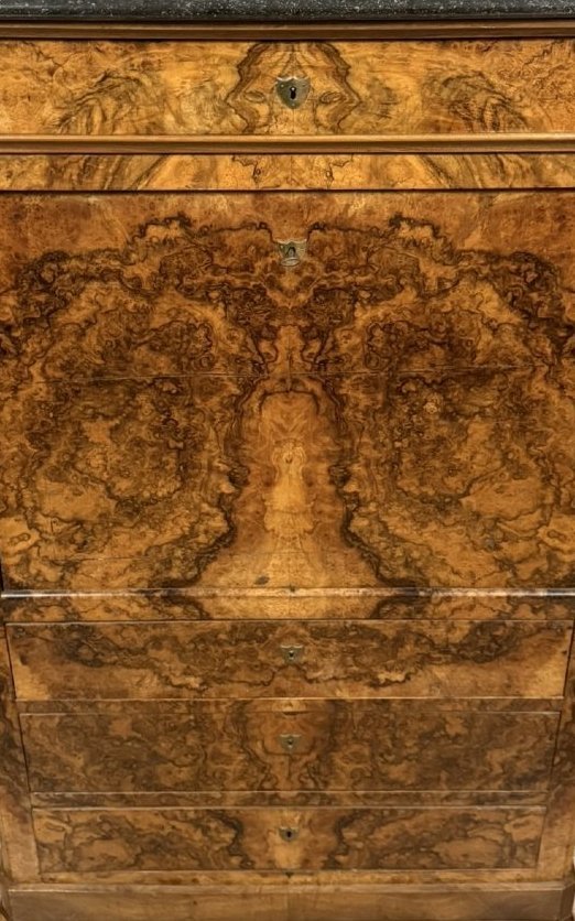 Walnut Burl Drop-leaf Desk – Louis-philippe Period, 19th Century -photo-1