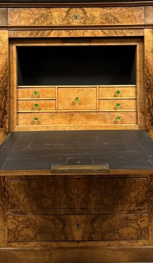 Walnut Burl Drop-leaf Desk – Louis-philippe Period, 19th Century -photo-2