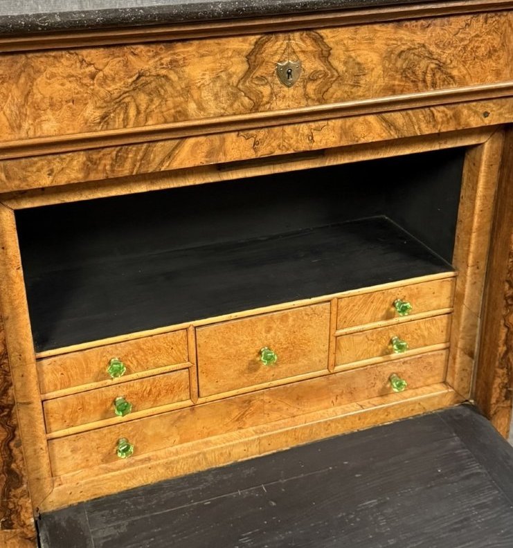 Walnut Burl Drop-leaf Desk – Louis-philippe Period, 19th Century -photo-3
