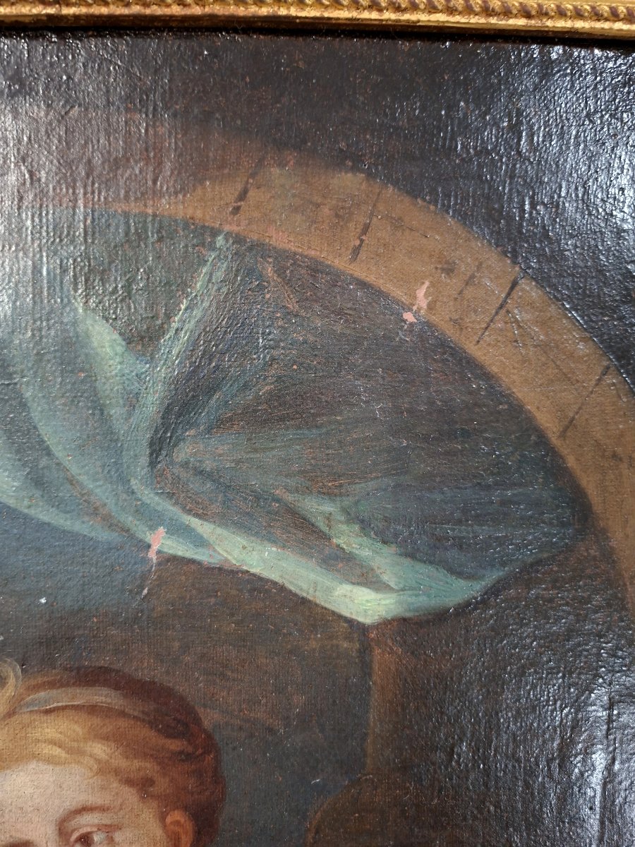 Early 18th-century Oil On Canvas – Young Woman With A Parrot-photo-5