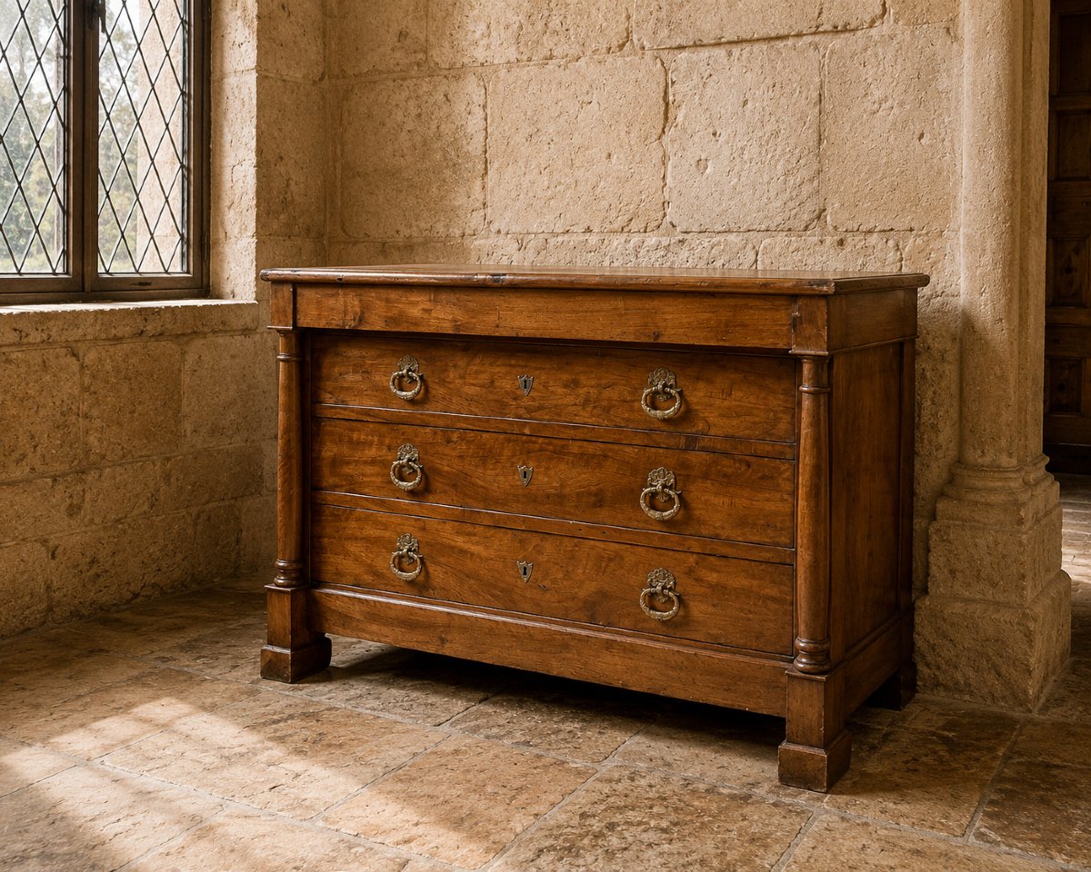 Walnut Column-style Kneading Chest – Empire Period, 19th Century-photo-2