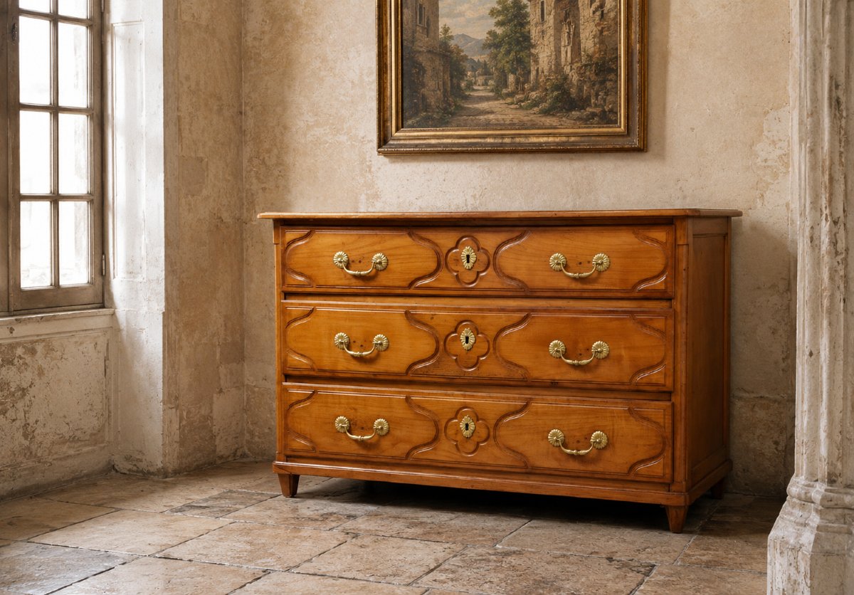 Louis XV-style Cherry Wood Chest Of Drawers – 18th Century-photo-2