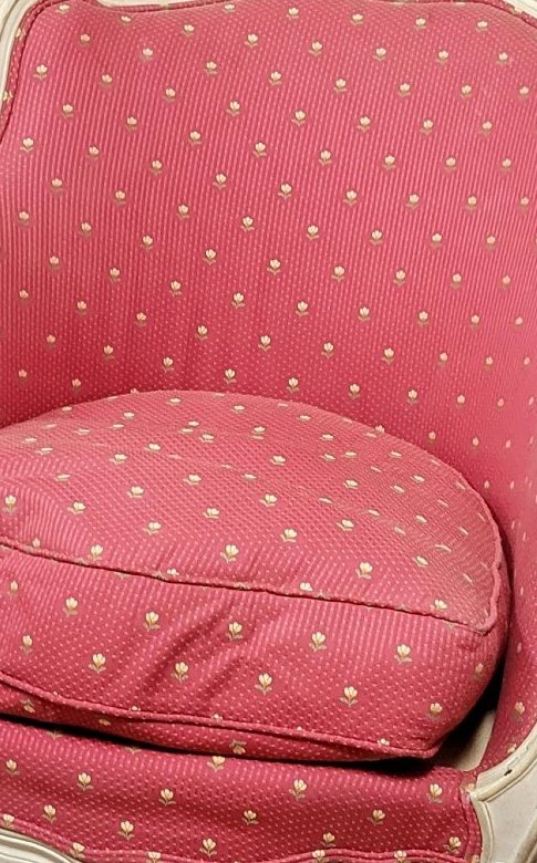 Bergère style Louis XV en bois laqué – Fauteuil cabriolet à coussin amovible  -photo-2