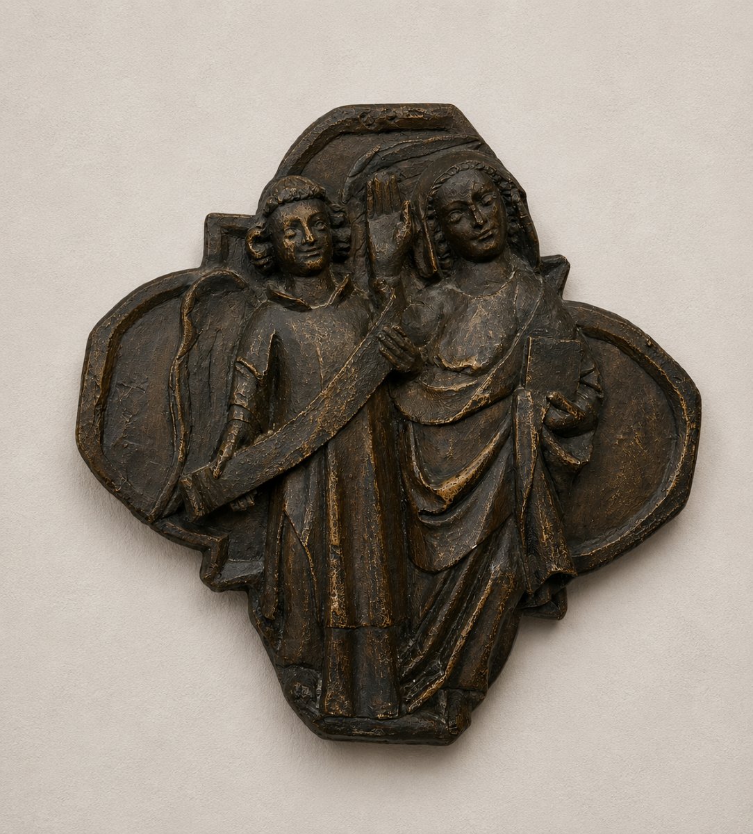 Suite de quatre hauts-reliefs religieux en plâtre – Art sacré – XIXᵉ siècle -photo-3