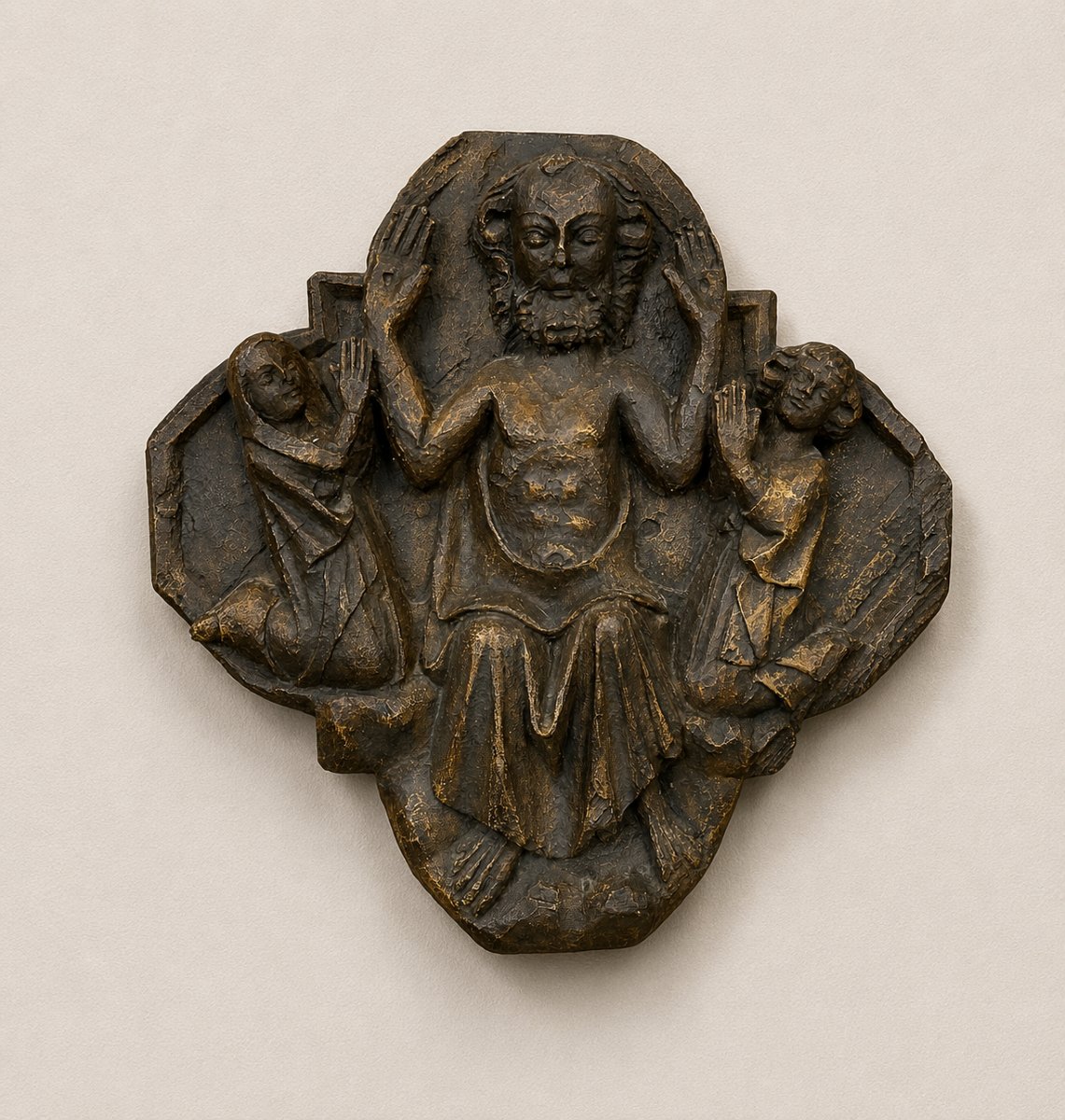 Suite de quatre hauts-reliefs religieux en plâtre – Art sacré – XIXᵉ siècle -photo-4