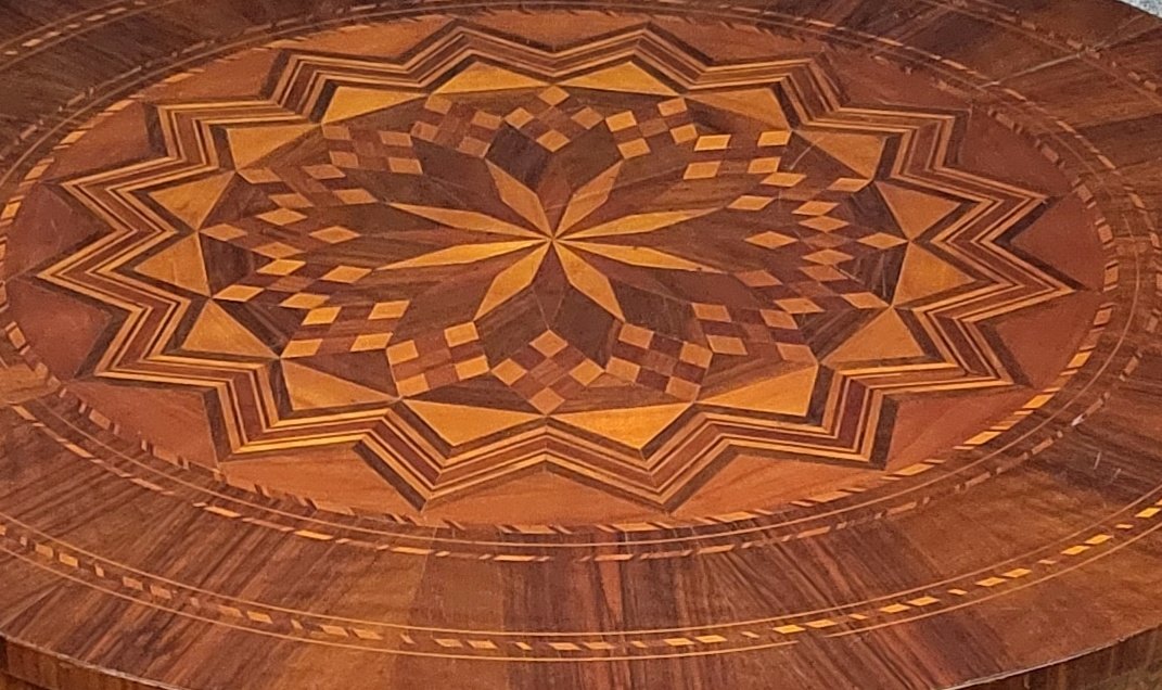 "sorrentino" Round Side Table With Rosette Inlay – Napoleon III Period -photo-2