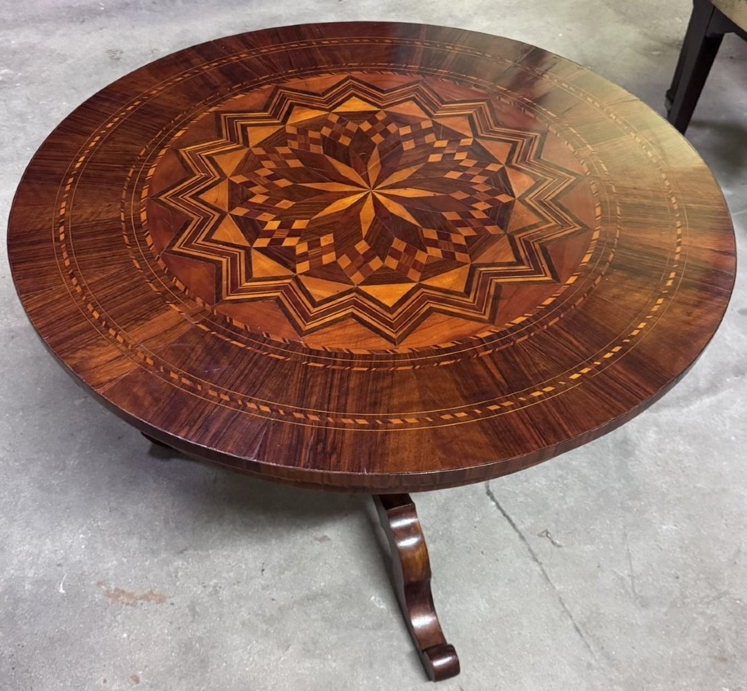 "sorrentino" Round Side Table With Rosette Inlay – Napoleon III Period -photo-3