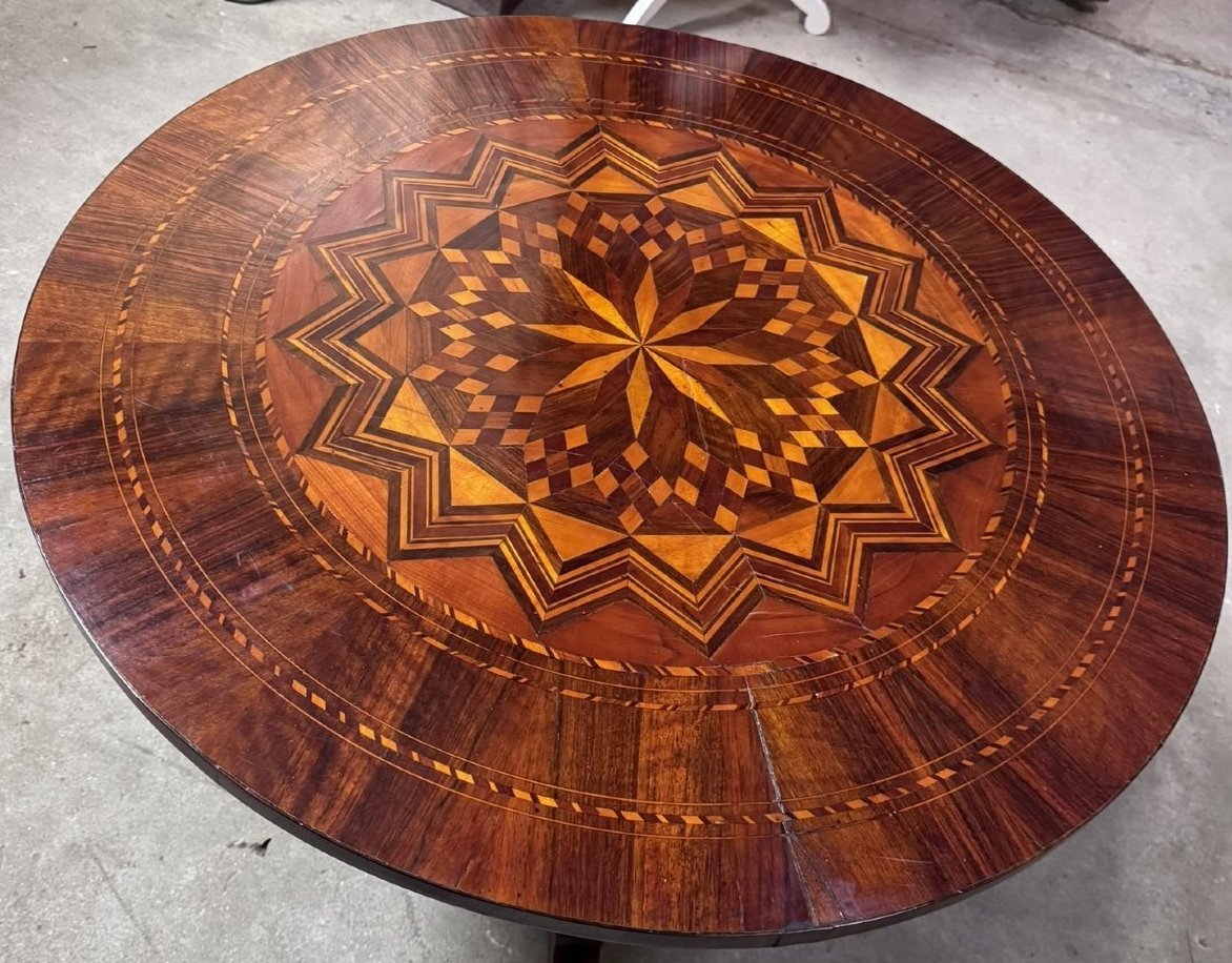 "sorrentino" Round Side Table With Rosette Inlay – Napoleon III Period -photo-2