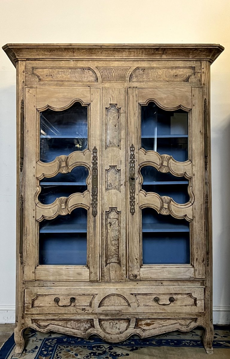 Large Bookcase In Stripped Oak – Louis XV Period, 18th Century-photo-4