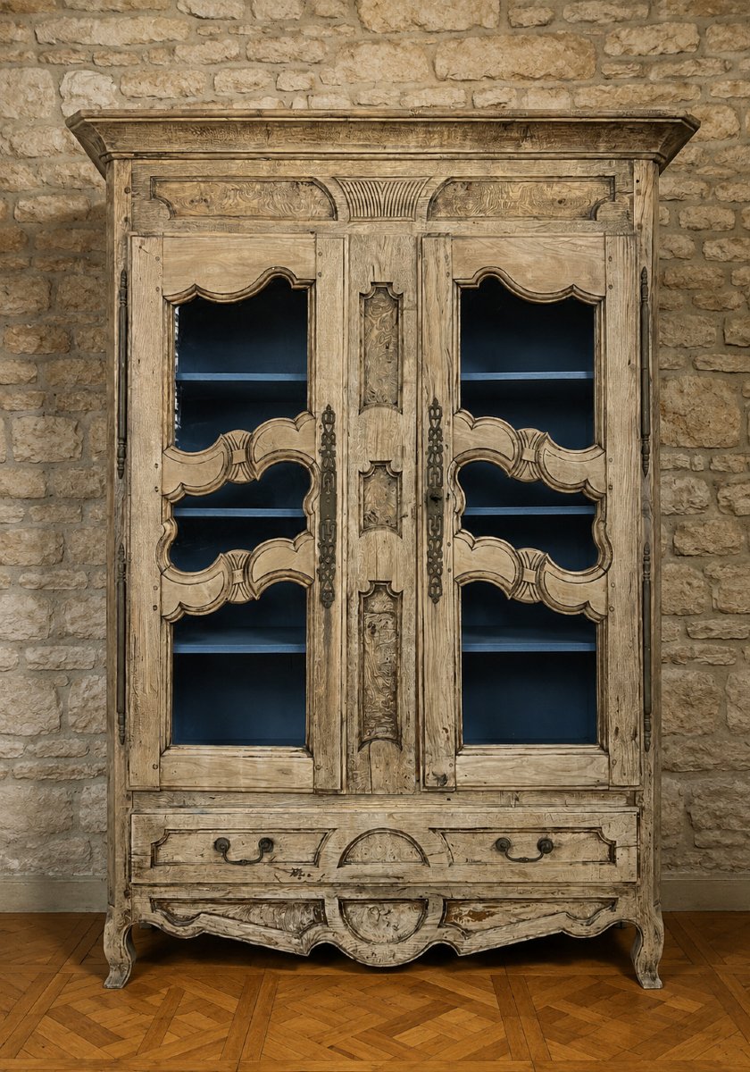 Large Bookcase In Stripped Oak – Louis XV Period, 18th Century