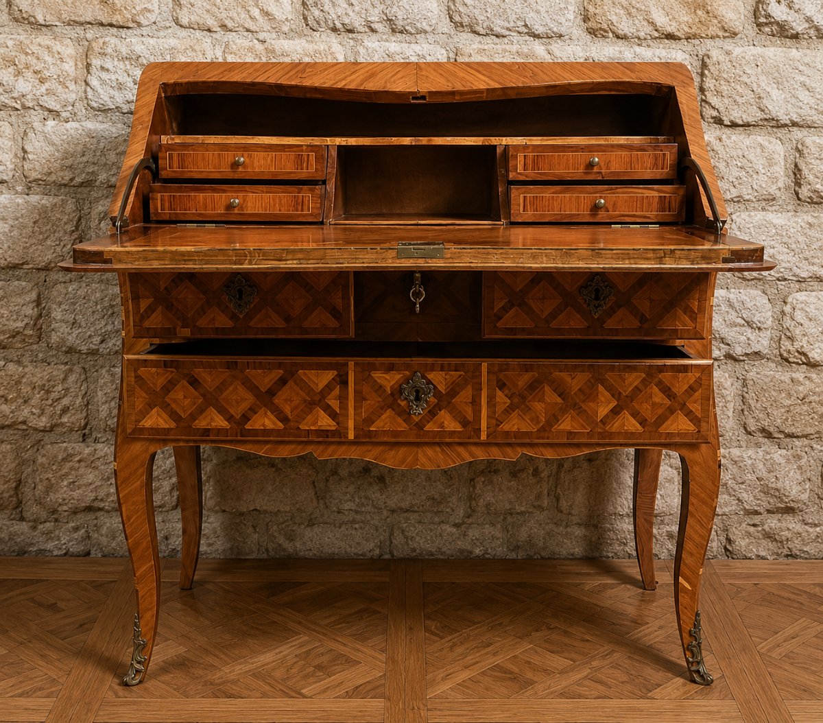Inlaid Sloping-top Desk – Louis XV Period  -photo-1