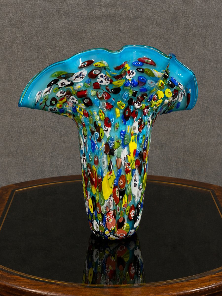 Large Murano Glass Vase With Millefiori Decoration – 20th Century  