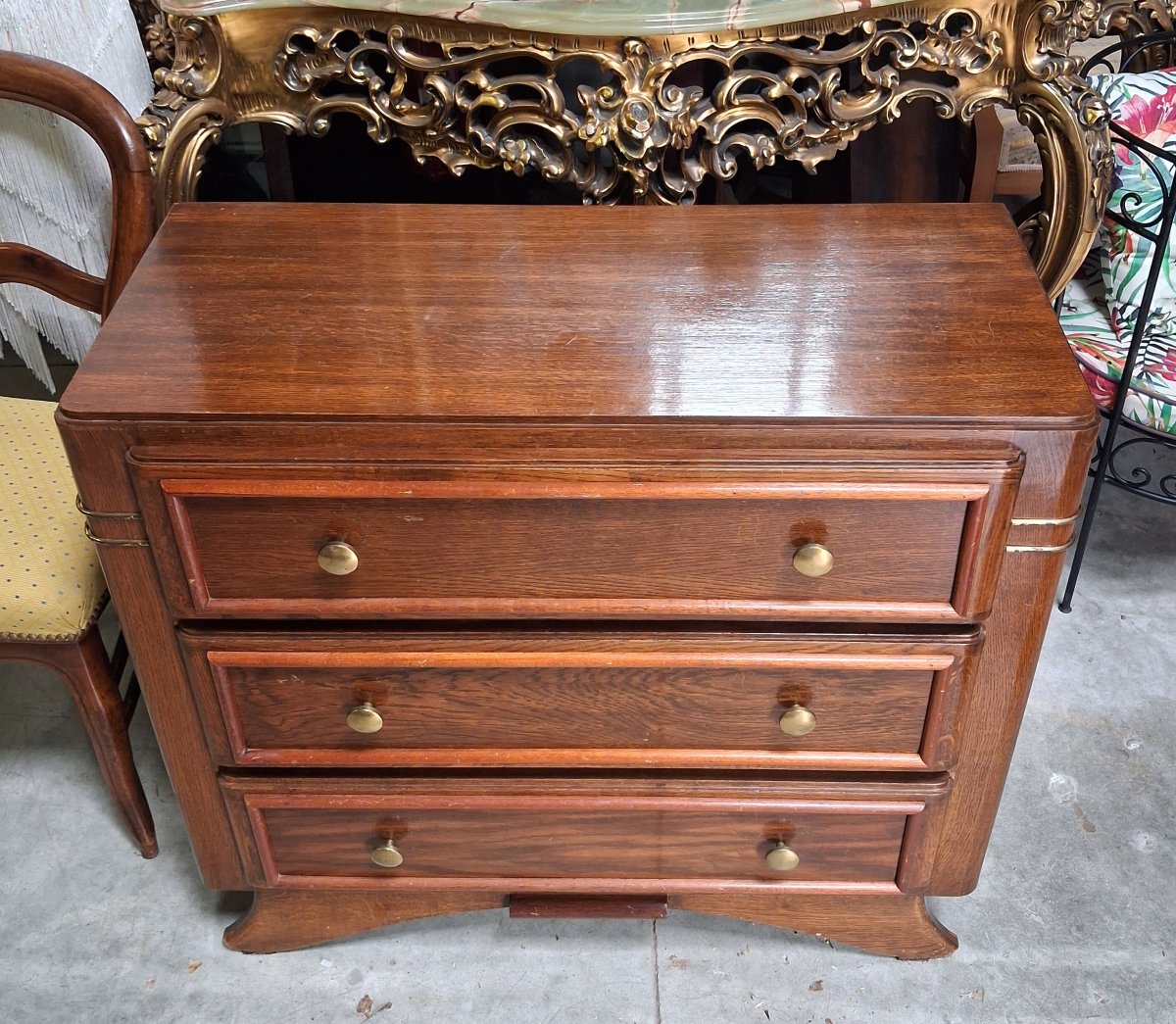 Art Deco-era Chest Of Drawers Made Of Mahogany And Stained Wood -photo-3