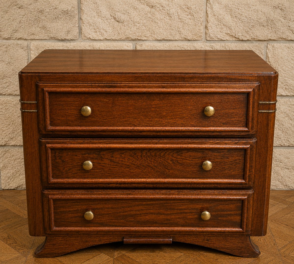 Art Deco-era Chest Of Drawers Made Of Mahogany And Stained Wood 