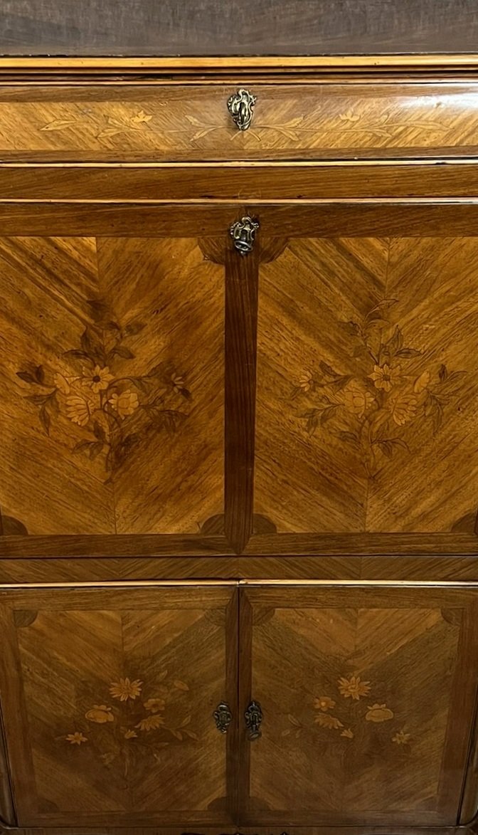 Louis XV-style Secretary Desk With A Drop-leaf Top And Marquetry -photo-4