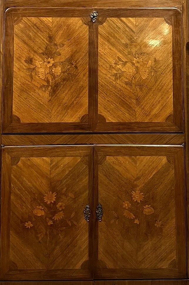 Louis XV-style Secretary Desk With A Drop-leaf Top And Marquetry -photo-1