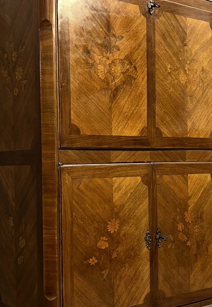 Louis XV-style Secretary Desk With A Drop-leaf Top And Marquetry -photo-2