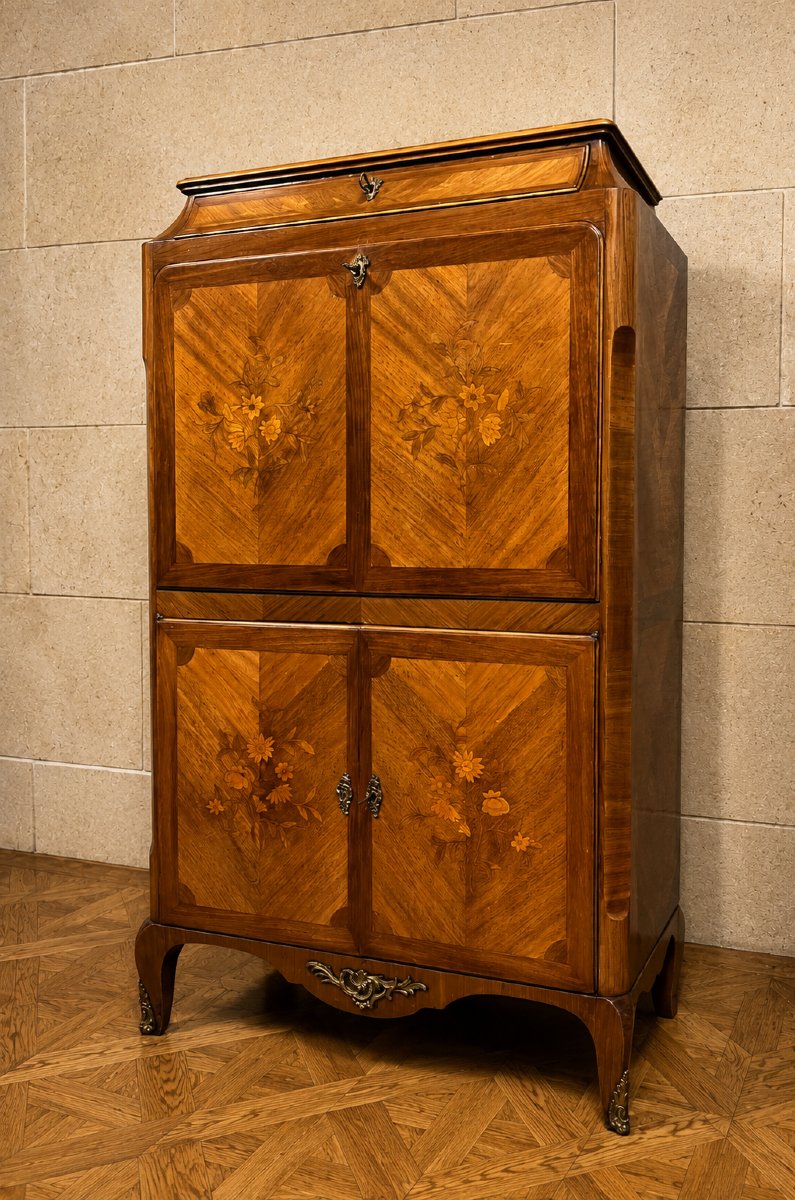 Louis XV-style Secretary Desk With A Drop-leaf Top And Marquetry -photo-7