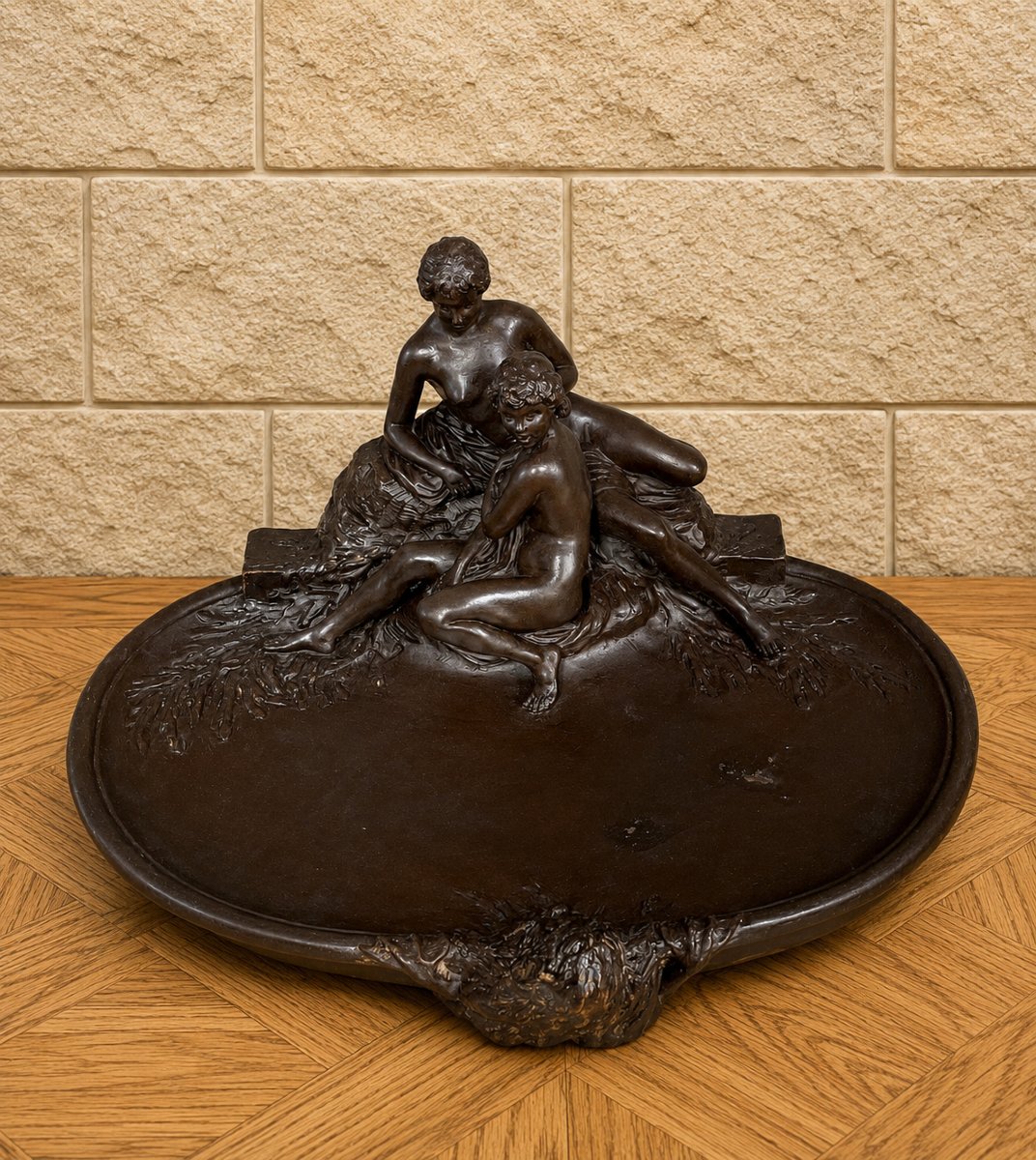 Joé Descomps-Cormier (1869-1950) – Important centre de table en terre cuite patinée-photo-1