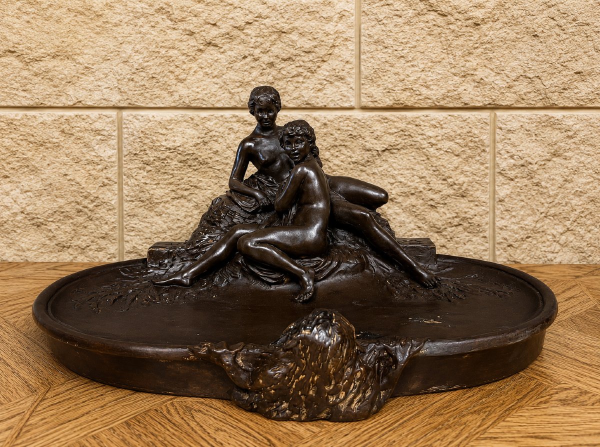 Joé Descomps-Cormier (1869-1950) – Important centre de table en terre cuite patinée
