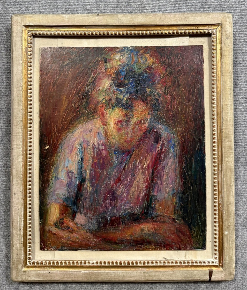 Oil On Canvas – Expressionist Portrait Of A Young Woman -photo-4