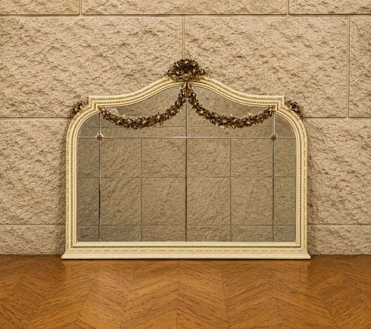 Large Louis XVI-style Mirror In Lacquered Wood And Gilded Wood 