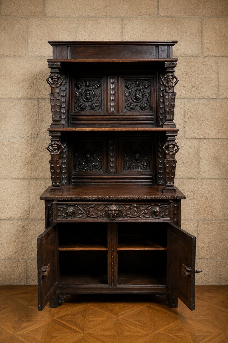 Large Two-part Renaissance-style Sideboard-photo-2