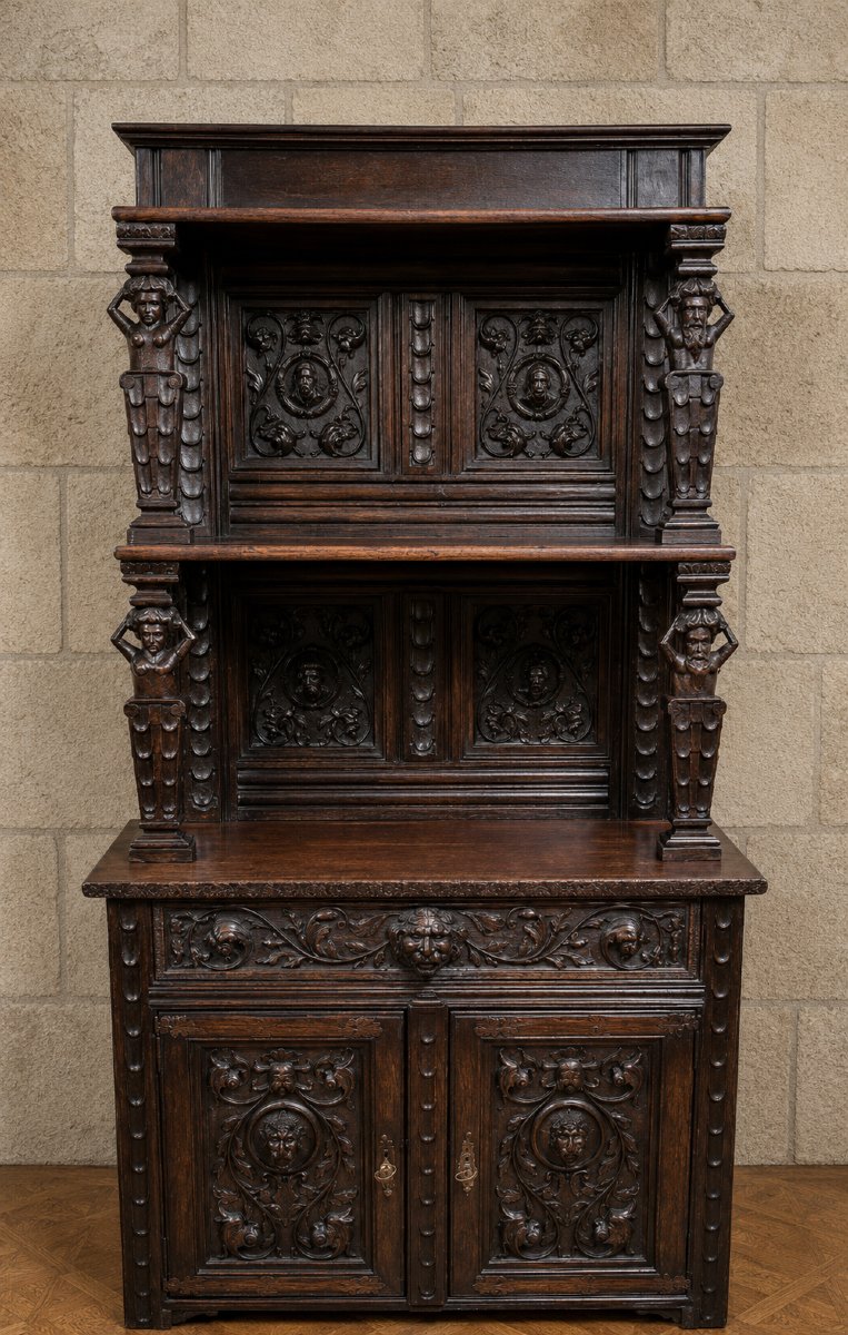 Large Two-part Renaissance-style Sideboard-photo-4