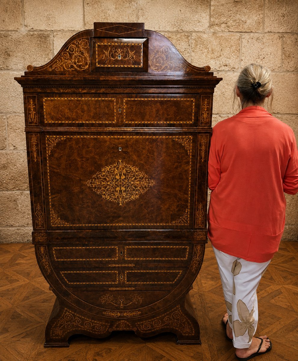 "tulipe" Secretary Desk With A Richly Inlaid Drop-down Top-photo-3