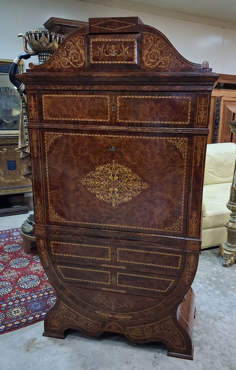 "tulipe" Secretary Desk With A Richly Inlaid Drop-down Top-photo-4