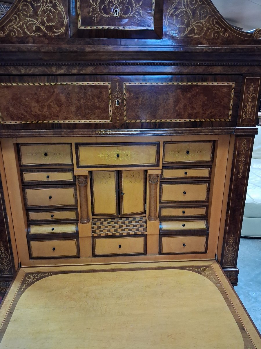 "tulipe" Secretary Desk With A Richly Inlaid Drop-down Top-photo-3