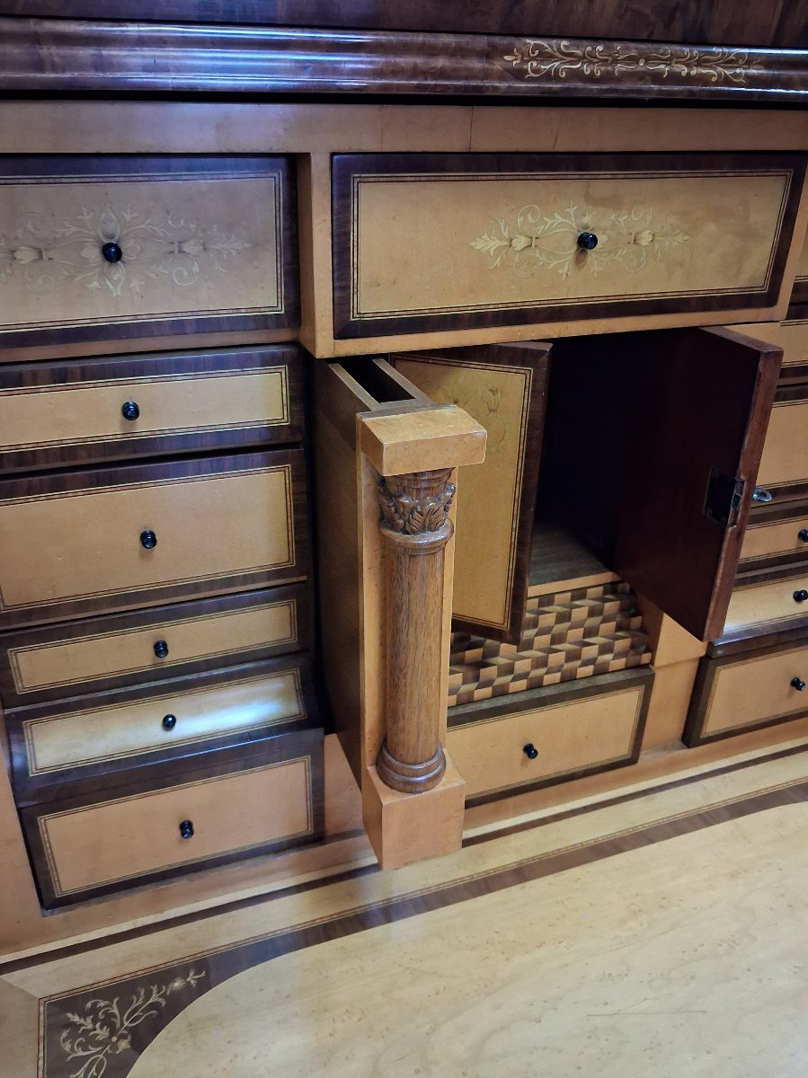 "tulipe" Secretary Desk With A Richly Inlaid Drop-down Top-photo-5