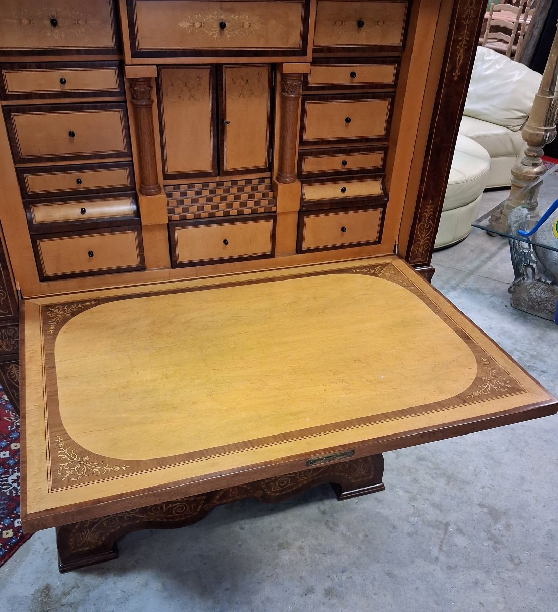 "tulipe" Secretary Desk With A Richly Inlaid Drop-down Top-photo-6