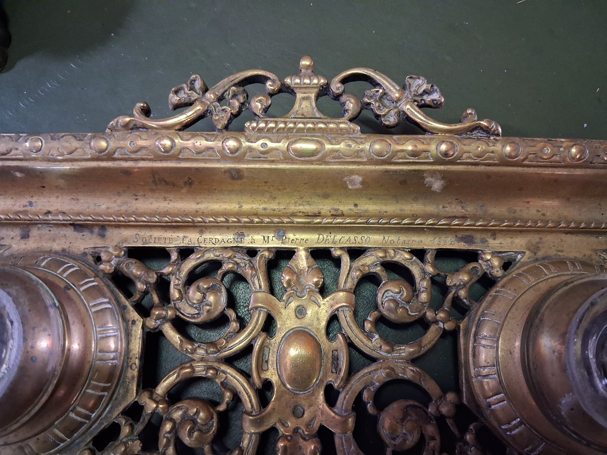 Bronze Desk Inkwell, Dating From The 19th Century-photo-2