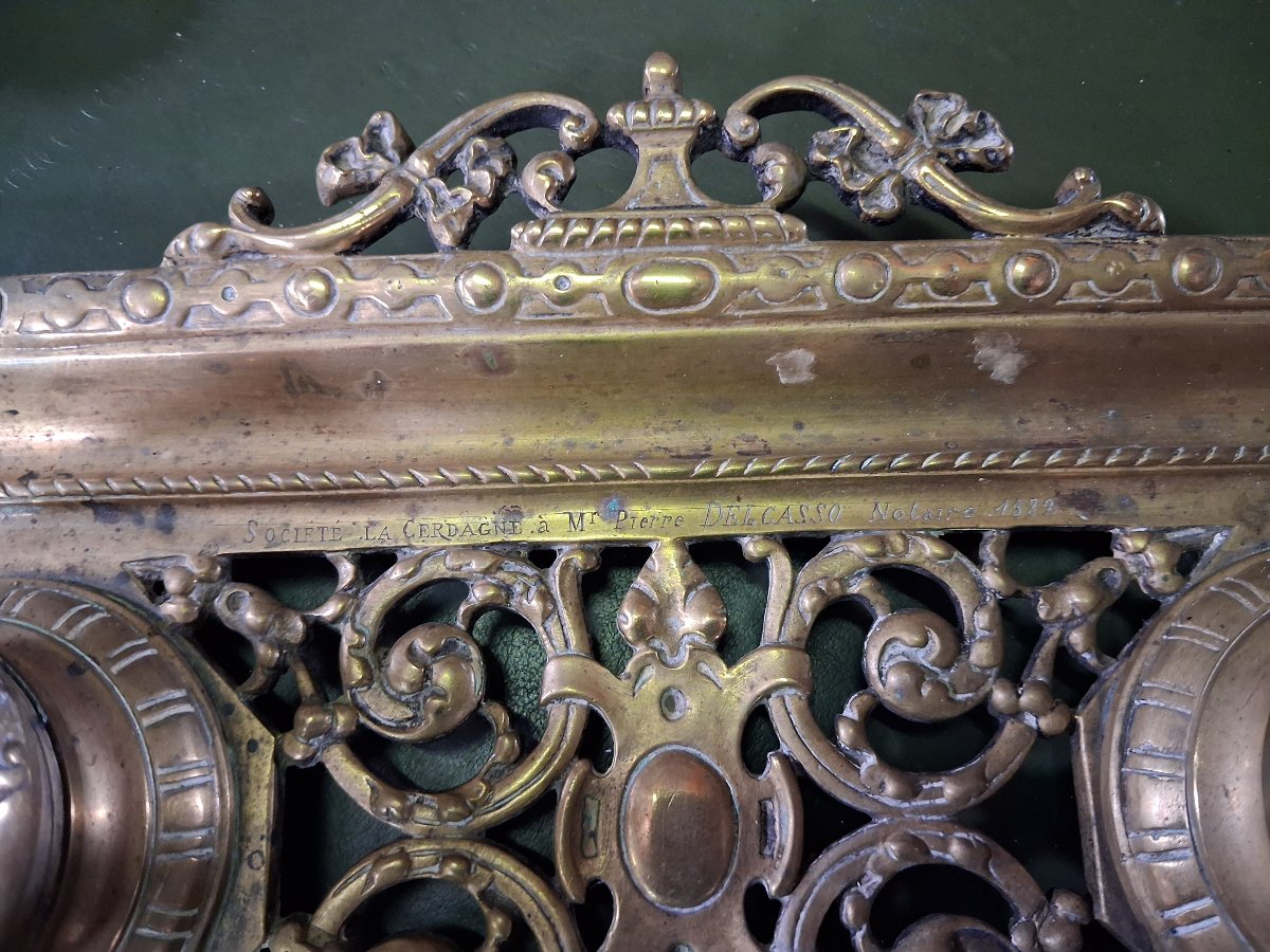 Bronze Desk Inkwell, Dating From The 19th Century-photo-1