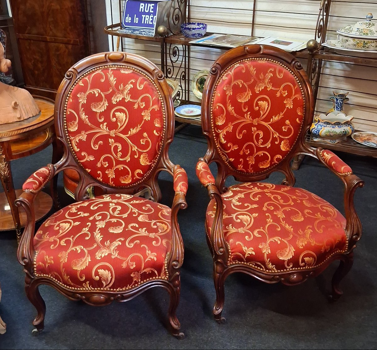 A Pair Of Mahogany Armchairs, Dating From The 19th Century-photo-3