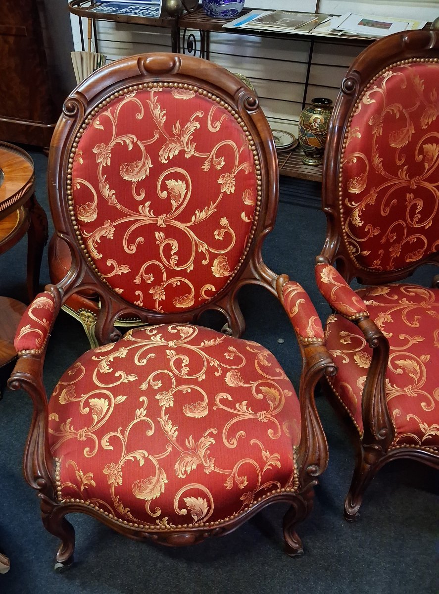 A Pair Of Mahogany Armchairs, Dating From The 19th Century-photo-1