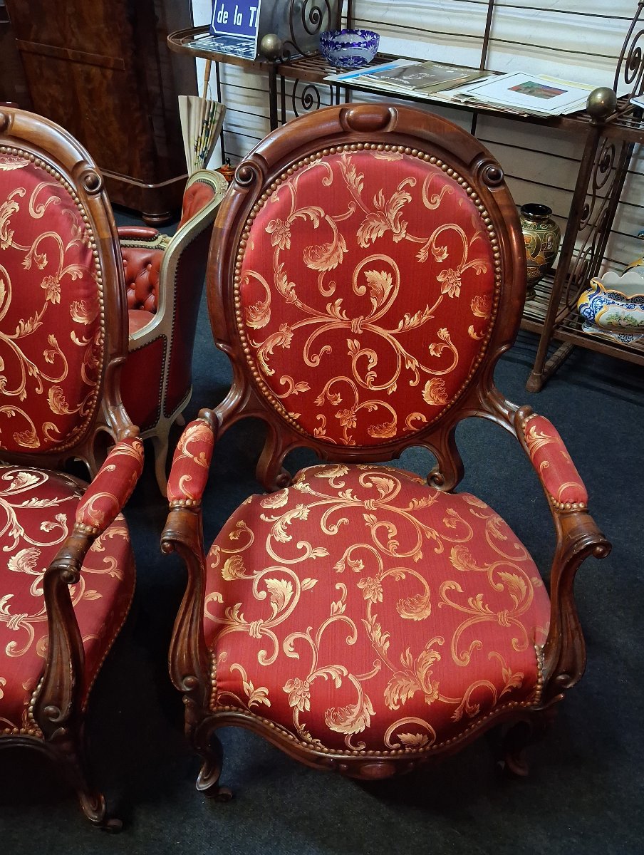 A Pair Of Mahogany Armchairs, Dating From The 19th Century-photo-2