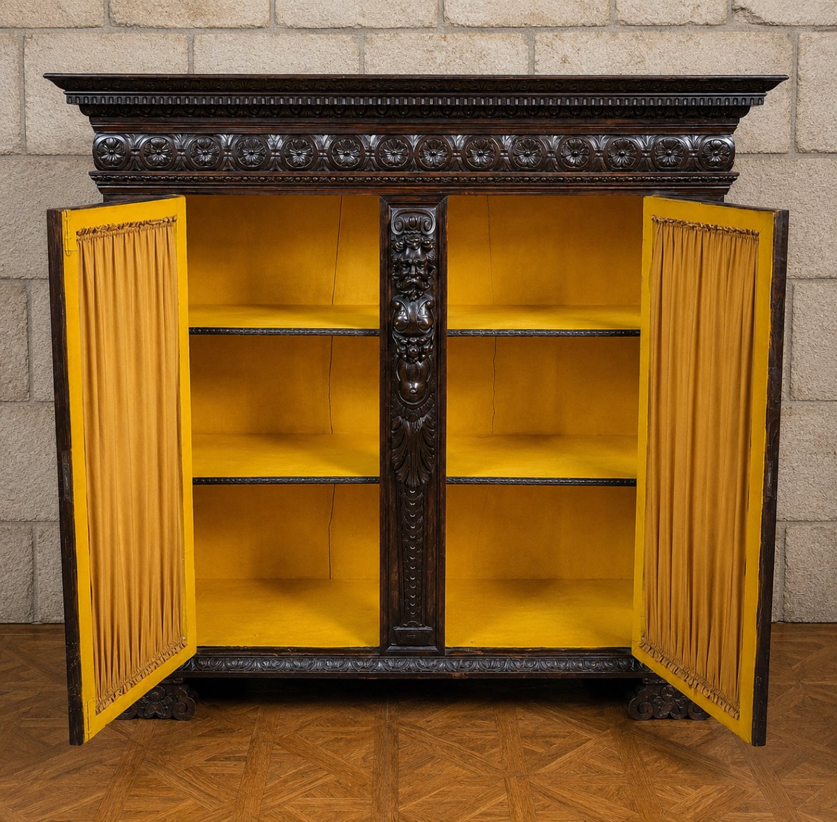 A Large Renaissance-style Carved Wooden Bookcase Dating From The 19th Century-photo-1