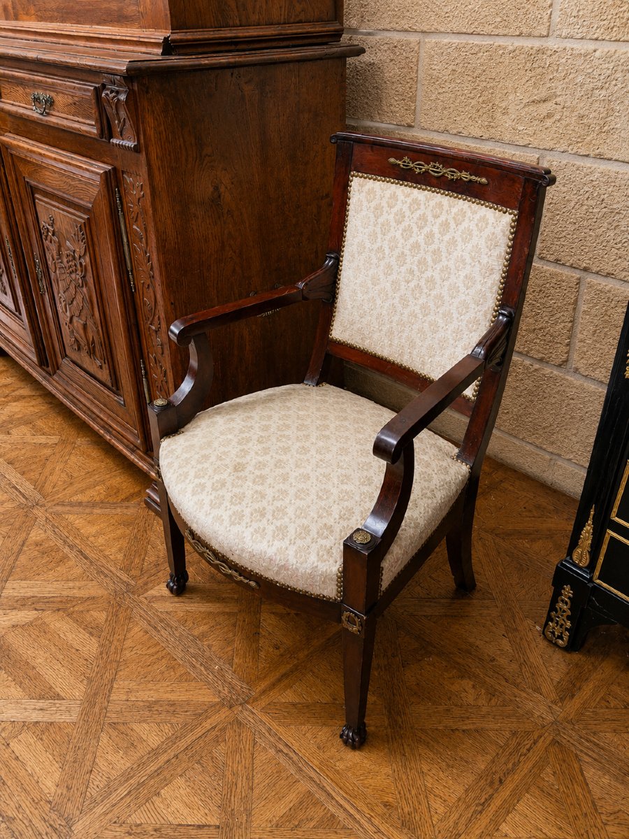 Pair Of Empire-style Armchairs, Made Of Mahogany-photo-3