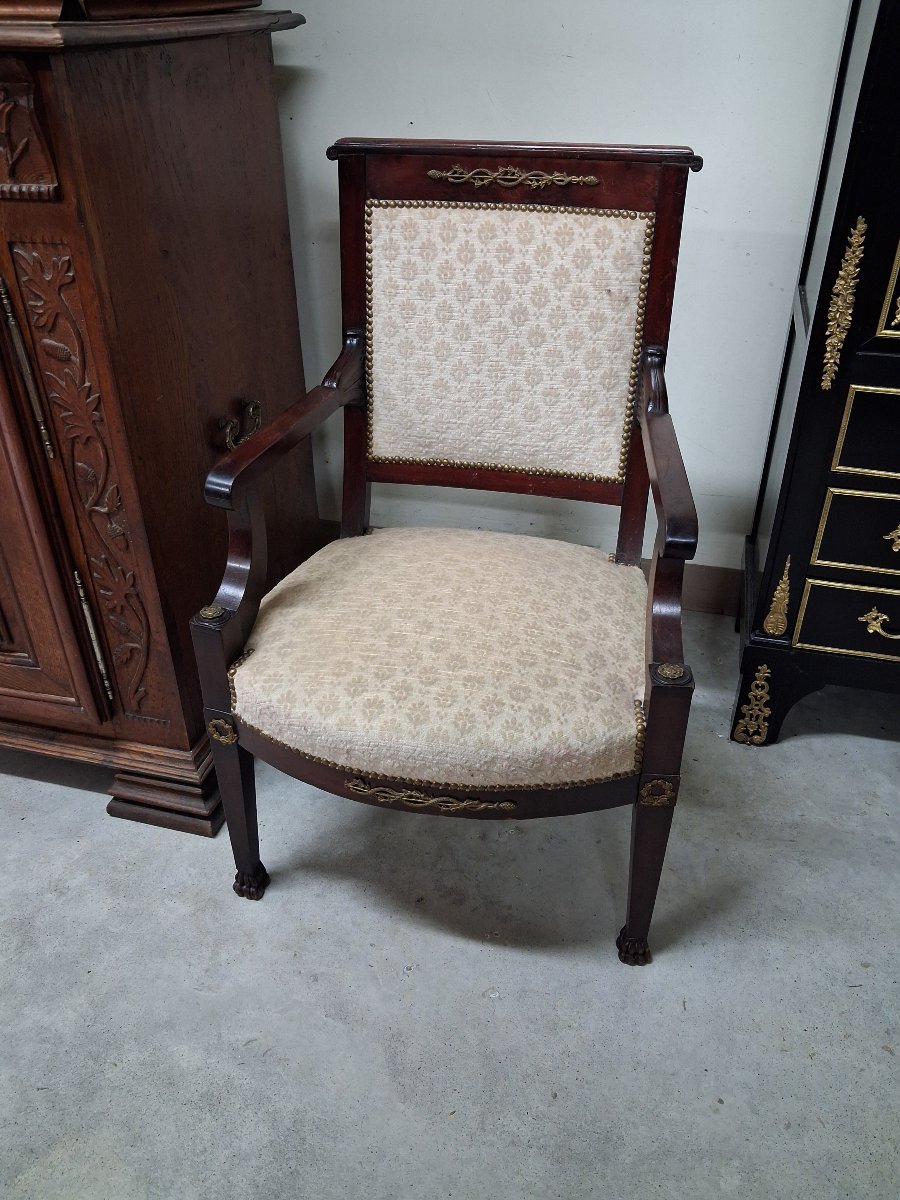 Pair Of Empire-style Armchairs, Made Of Mahogany-photo-4