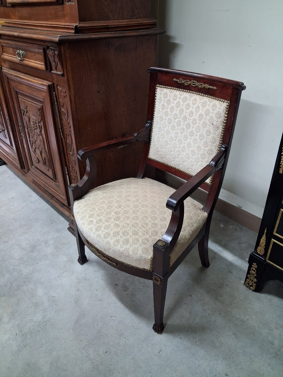 Pair Of Empire-style Armchairs, Made Of Mahogany-photo-1