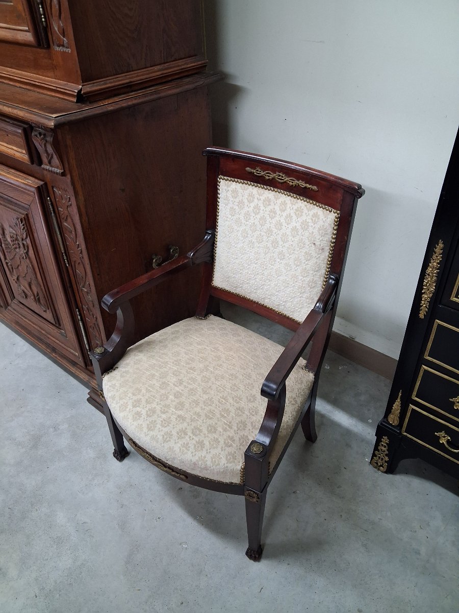 Pair Of Empire-style Armchairs, Made Of Mahogany-photo-2